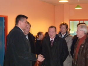 David DOUILLET, Philippe AUGIER, Mr CHARPENTIER, président de l'Avant Garde et Aristide OlLIVIER, président du club de Tennis de Caen venu en voisin